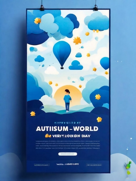 world autism awareness day illustration vertical banner poster template