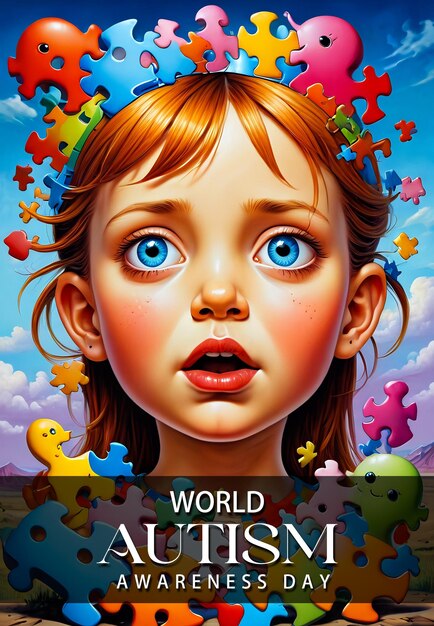 Photo world autism awareness day poster banner background