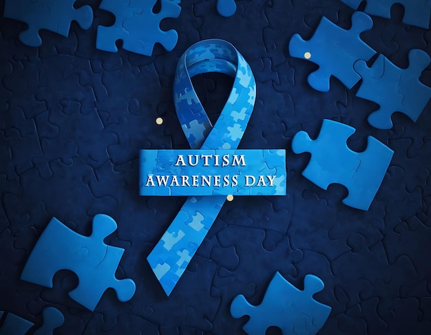 Photo world autism awareness day ribbon