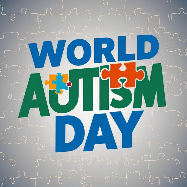 Photo world autism day background with puzzle detail