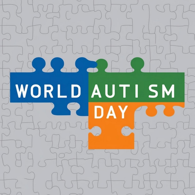 Photo world autism day background with puzzle detail