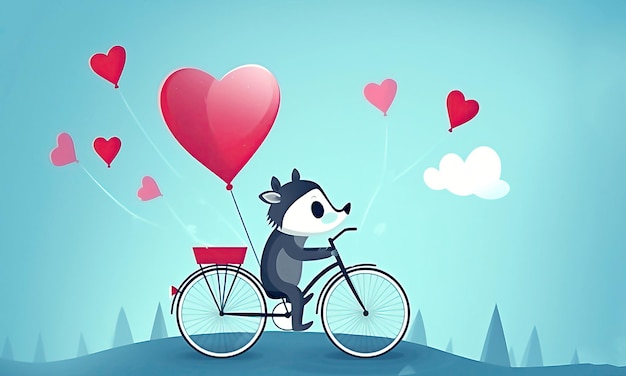 World bicycle day cartoon badger have bicycle ride Post processed AI generated image