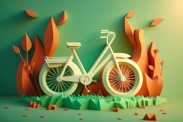 World bicycle day on green background Eco friendly bicycle concept Generative AI