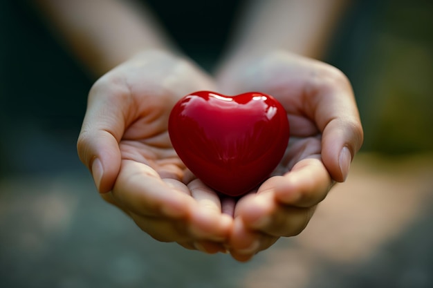 World Blood Donor Day A person is holding a ripe red apple as a symbol of love and natural food