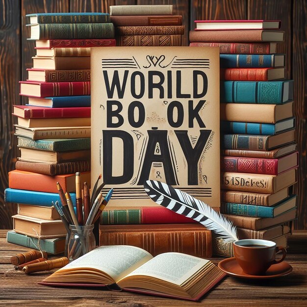 World book day lettering in front of a book