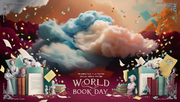 Photo world book day social media poster celebrate with engaging designs