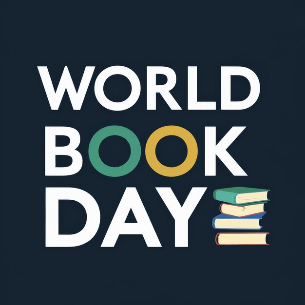 Photo world book day typography lettering poster design with book illustration