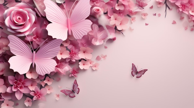 World Breast Cancer awareness month concepts designs Paper Butterfly with flower decoration