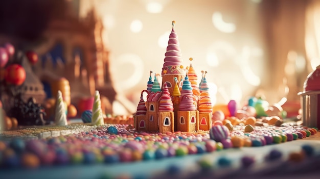 Photo world of candies lollipops and frosting a fairytale children's kingdom of sweets myths and legends