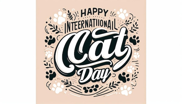 Photo world cat day international cat day holiday concept template for background web banner card poster tshirt with text inscription