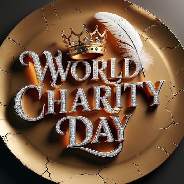 world charity day a crown of the world day in a gold plate