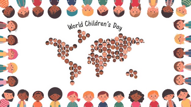 World Children Celebrating Diversity Around a Globe Earth Map