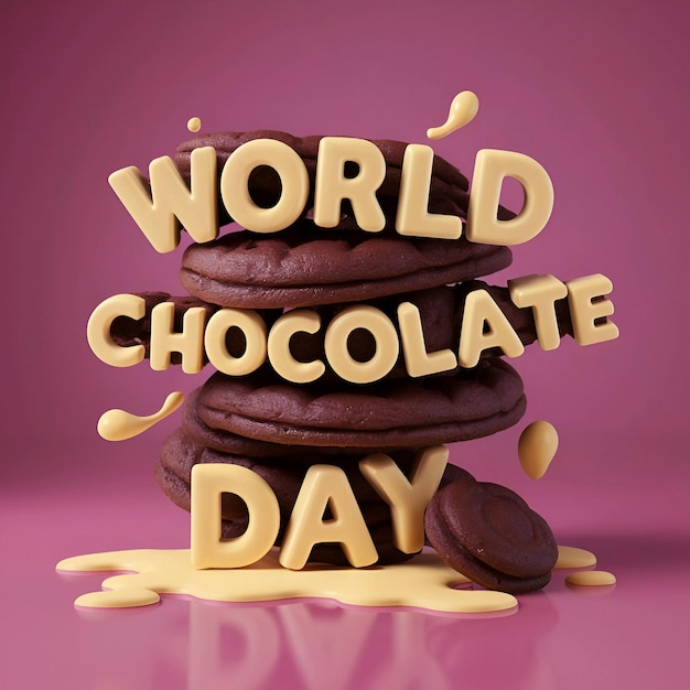 World Chocolate Day Celebration Background of 3D Rendering Chocolate