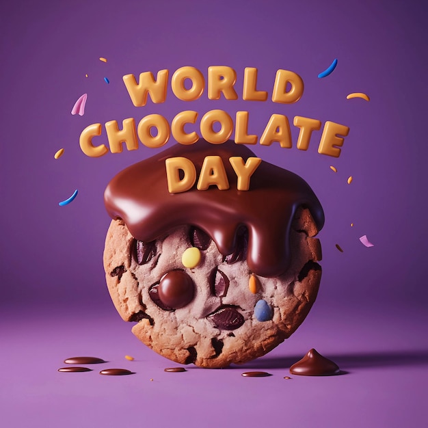 World Chocolate Day Celebration Background of 3D Rendering Chocolate