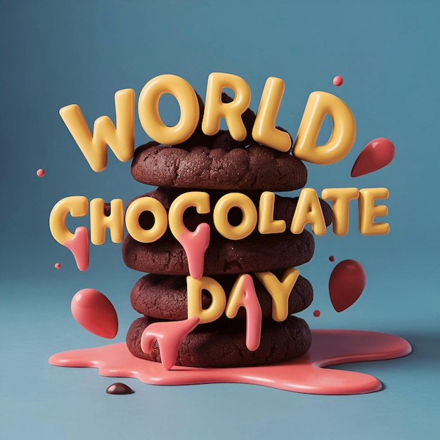 World Chocolate Day Celebration Background of 3D Rendering Chocolate