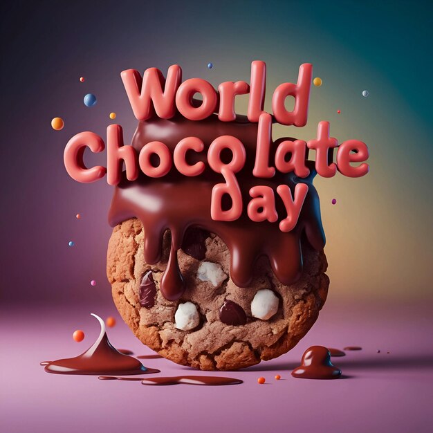 World Chocolate Day Celebration Background of 3D Rendering Chocolate