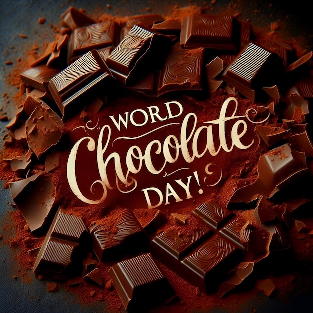 World chocolate day greeting social media poster with chocolate background