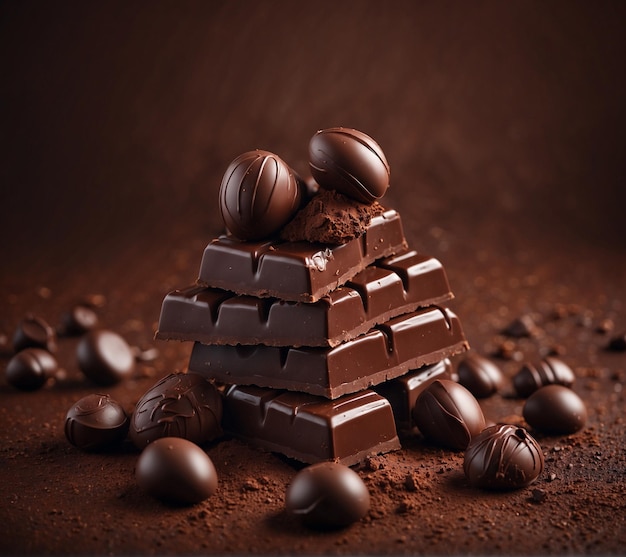 World Chocolate Day and a pile of chocolates and chocolates are stacked on top of each other