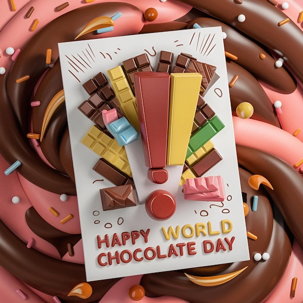 World Chocolate day poster photo illustration 3d render cinematic poster