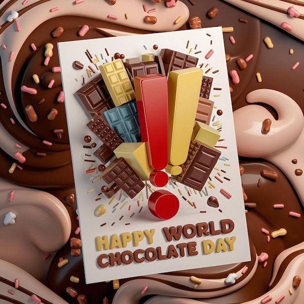 World Chocolate day poster photo illustration 3d render cinematic poster