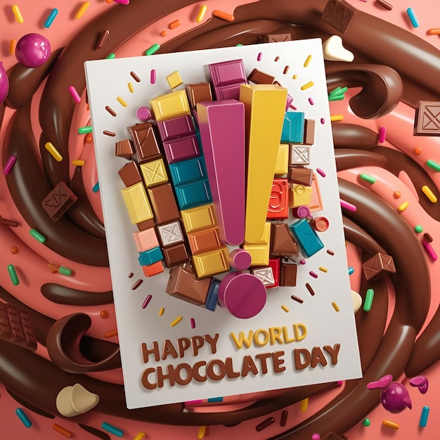 World Chocolate day poster photo illustration 3d render cinematic poster