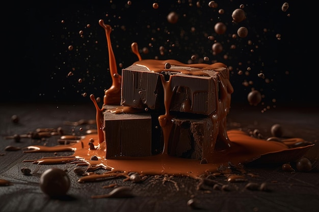 World chocolate day Yummy food day gifting enjoying and making chocolate Delicious chocolate dessert a way to show their affection for those they care about Sweet food Generative AI