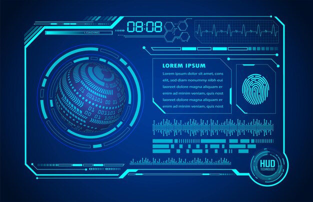 world circuit board future technology blue hud cyber security concept background