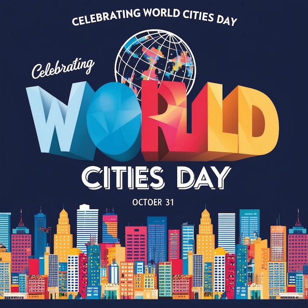 Photo world cities day design illustration