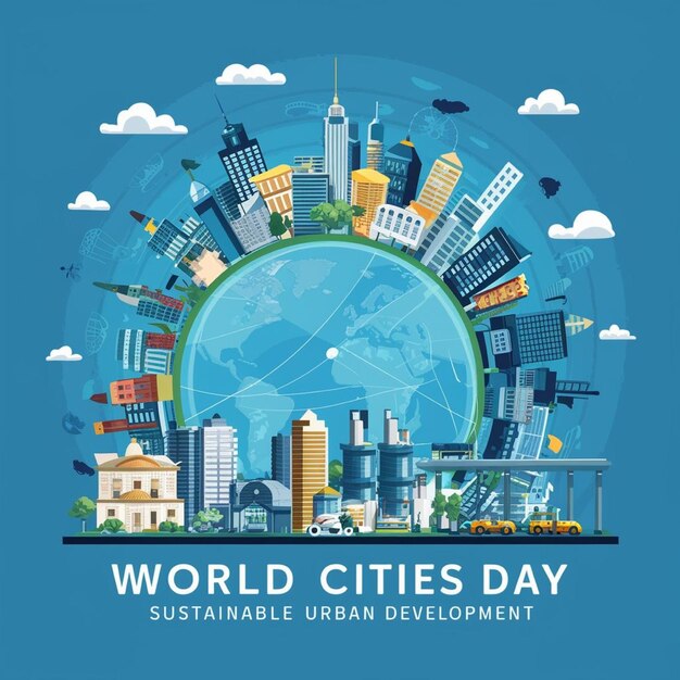 Photo world cities day with sustainable urban development and smart cities