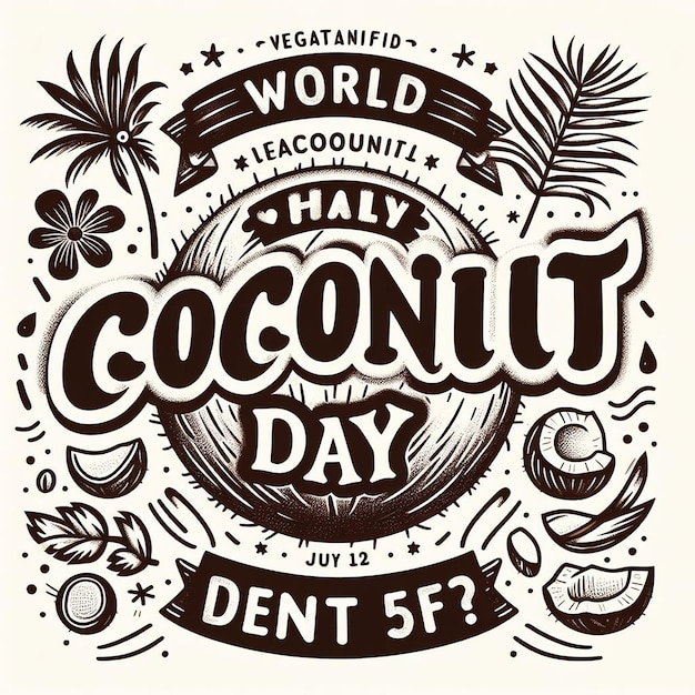 World Coconut Day lettering in a white background