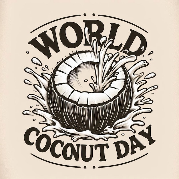 World Coconut Day Poster Banner with Fresh Coconuts on Vibrant