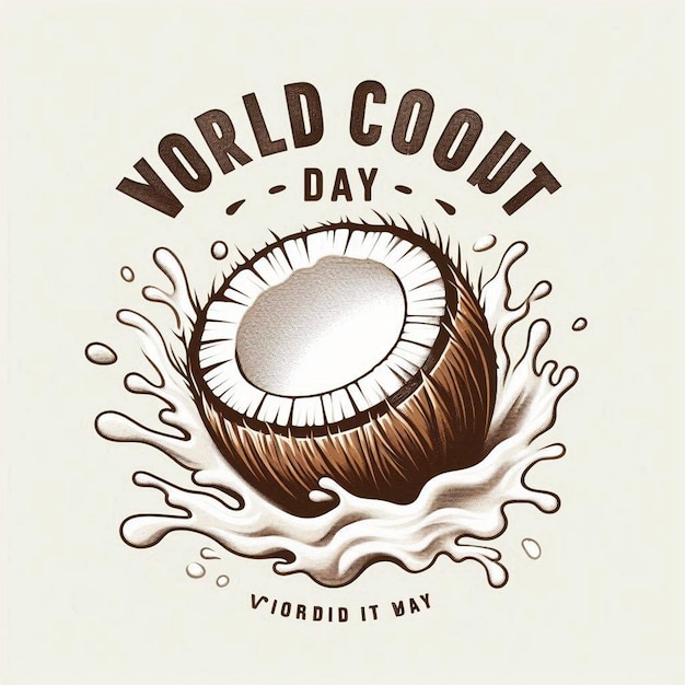 World Coconut Day Poster Banner with Fresh Coconuts on Vibrant