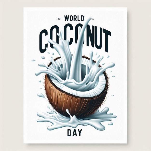 Photo world coconut day with on water splash september 2