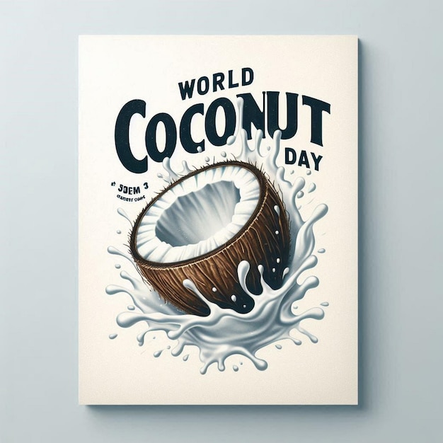 Photo world coconut day with on water splash september 2