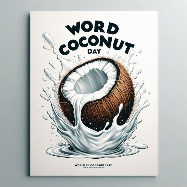 Photo world coconut day with on water splash september 2