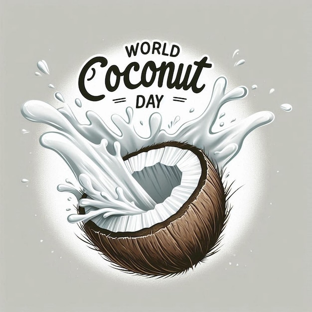 Photo world coconut day with on water splash september 2