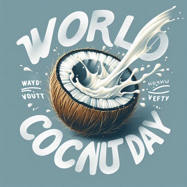 Photo world coconut day with on water splash september 2