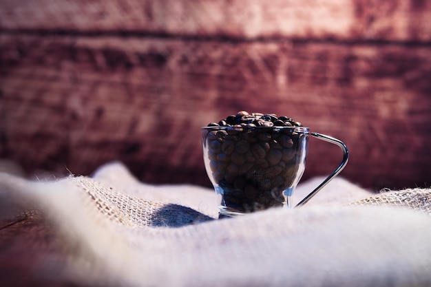 World coffee day concept cup with coffee beans