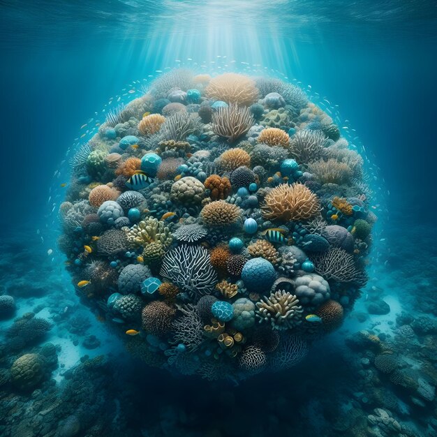 Photo world coral reef day with coral reefs arranged to form an archipelago