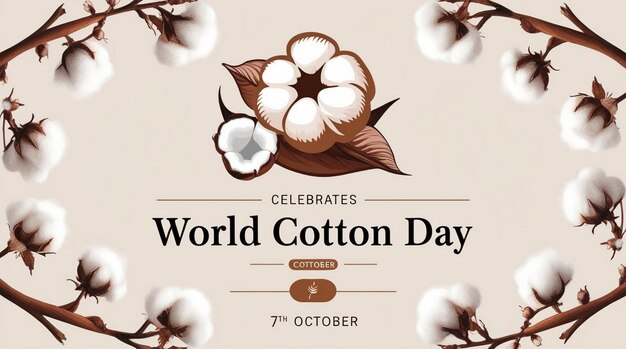 Photo world cotton day banner template