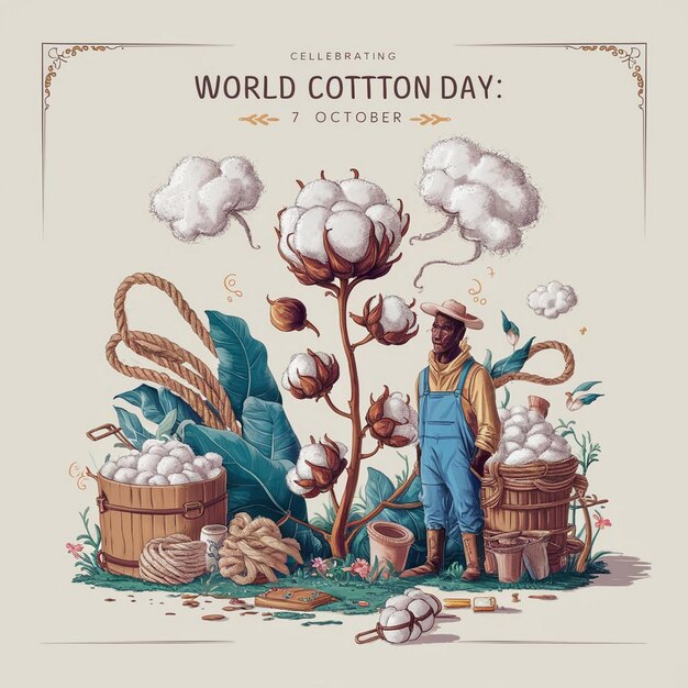 Photo world cotton day illustration