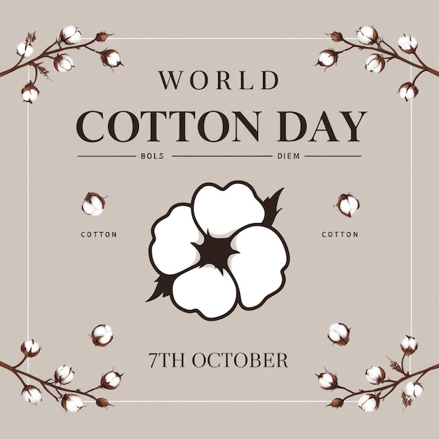 Photo world cotton day october 7 banner design