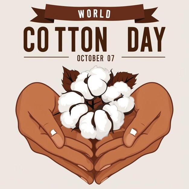 Photo world cotton day october 7 banner design