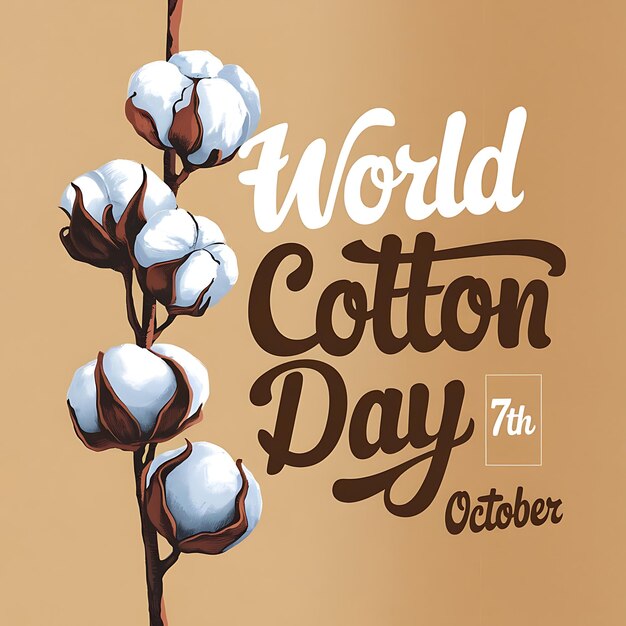 Photo world cotton day vector design october 7 flat design for poster banner card