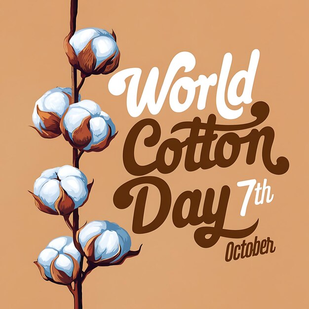 Photo world cotton day vector design october 7 flat design for poster banner card