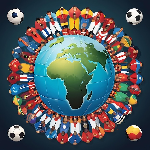 World cup soccer ball with world flag