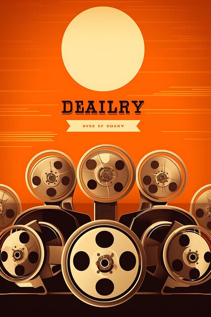 World Day of Audiovisual Heritage Old Film Reels Orange and International Day Creative Poster Art