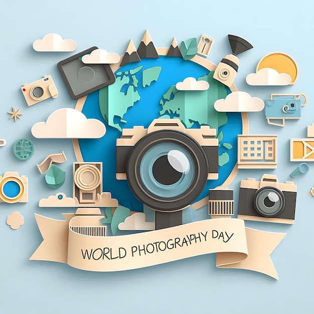 a world day poster with a banner that says world photography