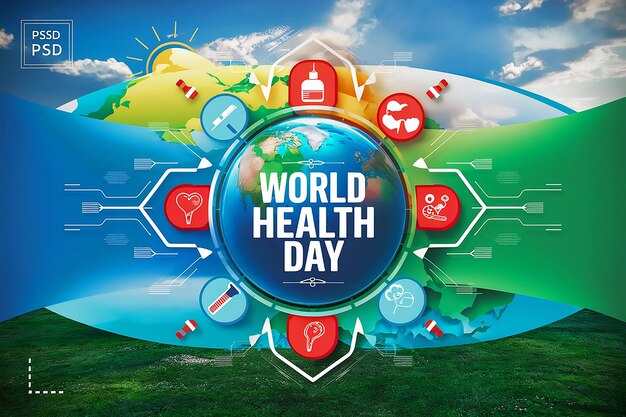 Photo a world day poster with the words world healthy day on the screen