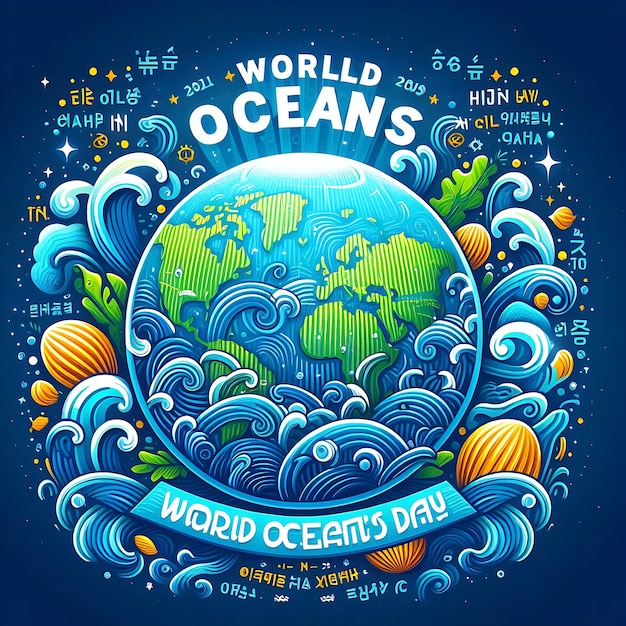 a world day poster with the words world oceans day